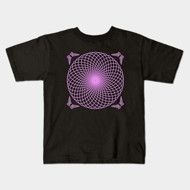 Pink orbital paths mandala Kids T-Shirt by Spazashop Designs